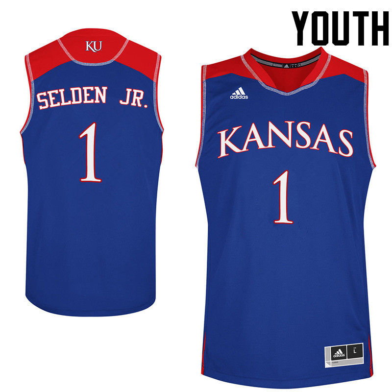 Youth Kansas Jayhawks #1 Wayne Selden Jr. College Basketball Jerseys-Royals